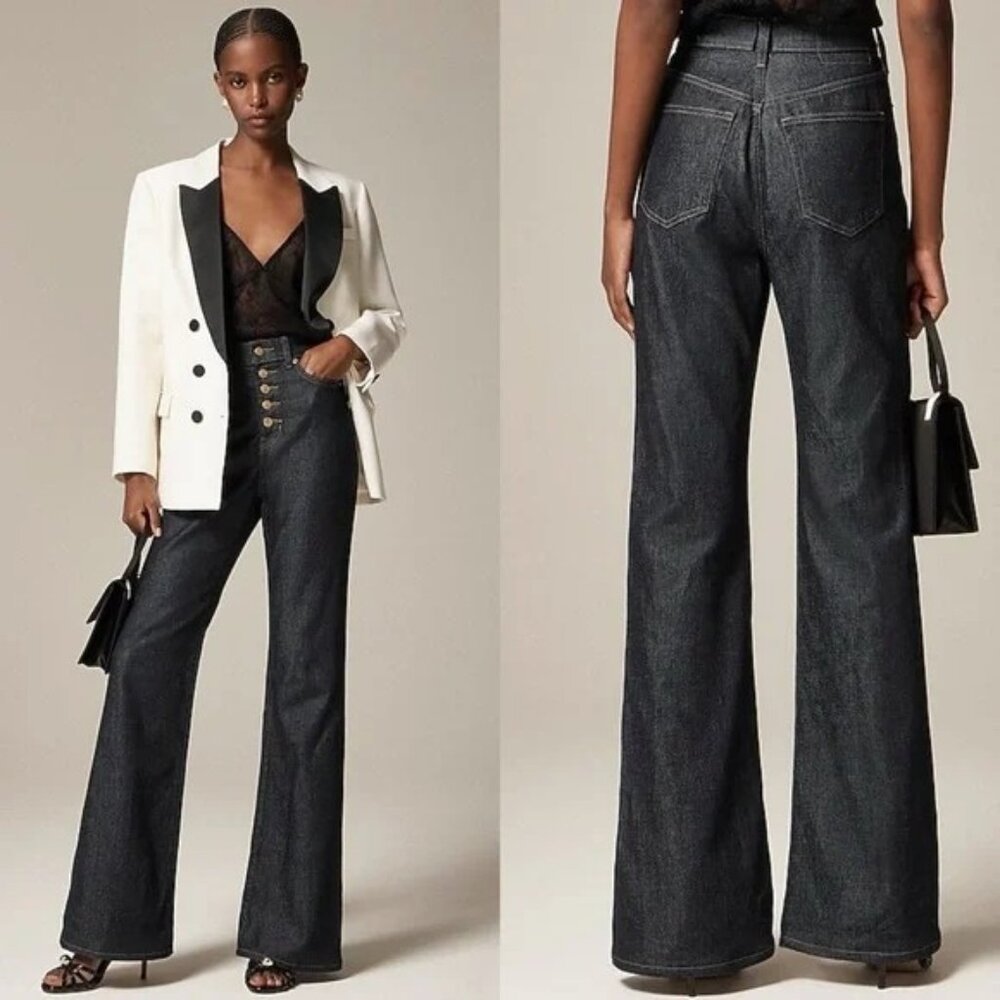 J. Crew High-rise‎ ‘96 Flare Jeans With Button Fly Dark Wash Bootcut 29 NWT